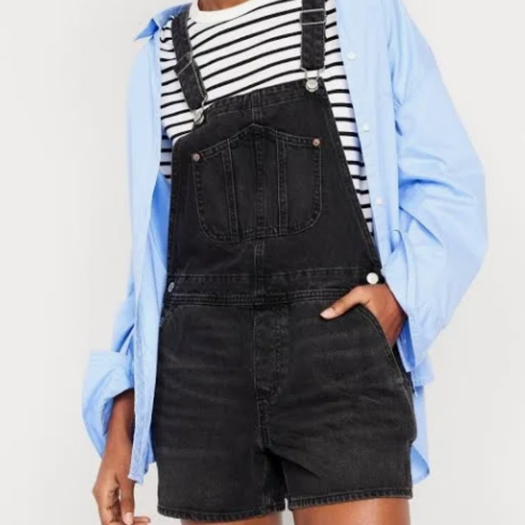 Old Navy Slouchy Jean Cut-Off Overalls - Picture 3 of 7